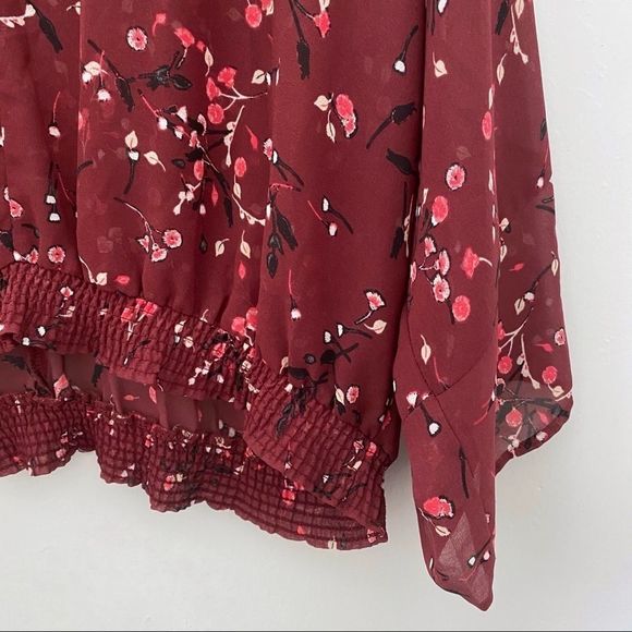 Express burgundy sheer dolman sleeve lace top - Picture 2 of 5